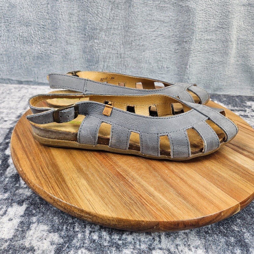 El Naturalista Sandals Womens 39 US 8.5 Gray Slingback Comfort Buckle Slip On
